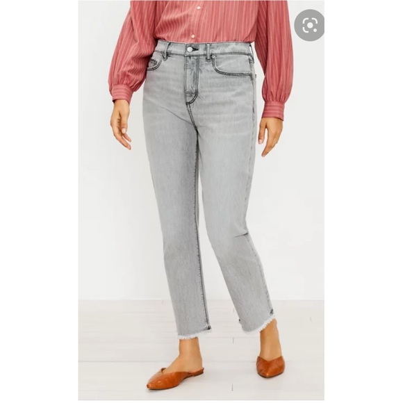 LOFT Denim - LOFT Petite Deconstructed High Rise Straight Crop Jeans